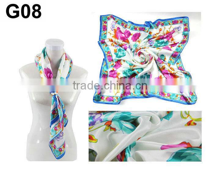 New Fashion Women Lady Large Square Scarf Silk Head Wrap Kerchief Neck Satin Scarf Shawl