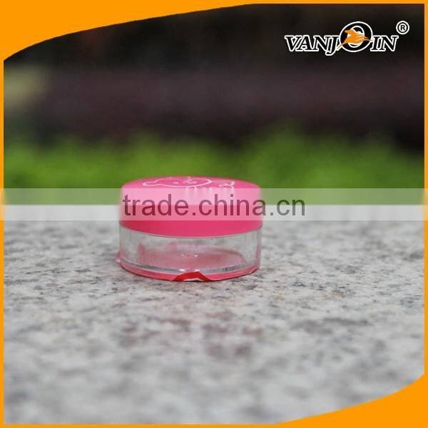 Cute 10ML Empty PET Plastic Baby Skin Care Jar with Pink Cap