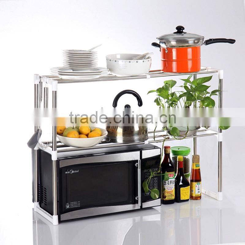 Scalable 2 Tier Kitchen Microwave Oven Storage Hanger Rack