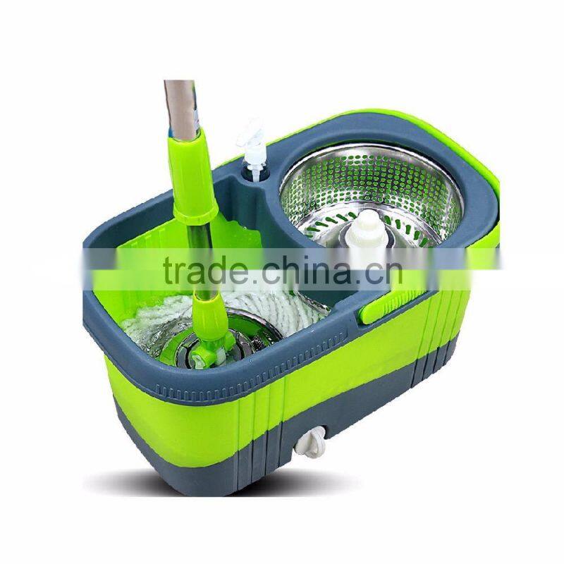 360 Rotation Spin Mop with 2 Mop Heads SS bucket Reusable Mop Heads