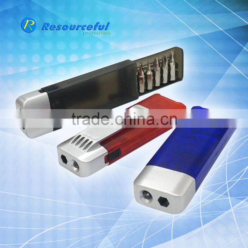 House hold mini ABS screwdriver set,6 in 1 tool set with led light