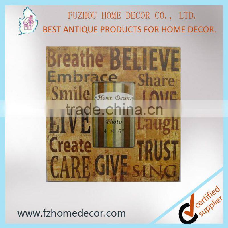 Wooden photo frame with love letter and metal butterfly decor