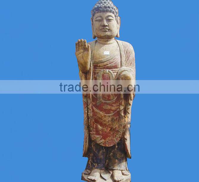 oriental indian style wooden carved buddism statue Sakyamuni statue