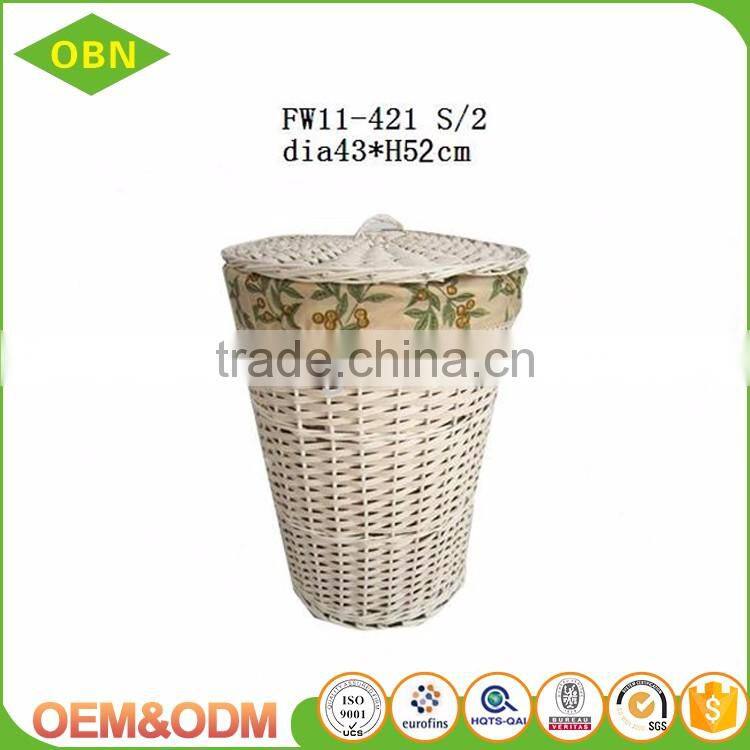 Handwoven wicker rattan cane laundry basket with cover