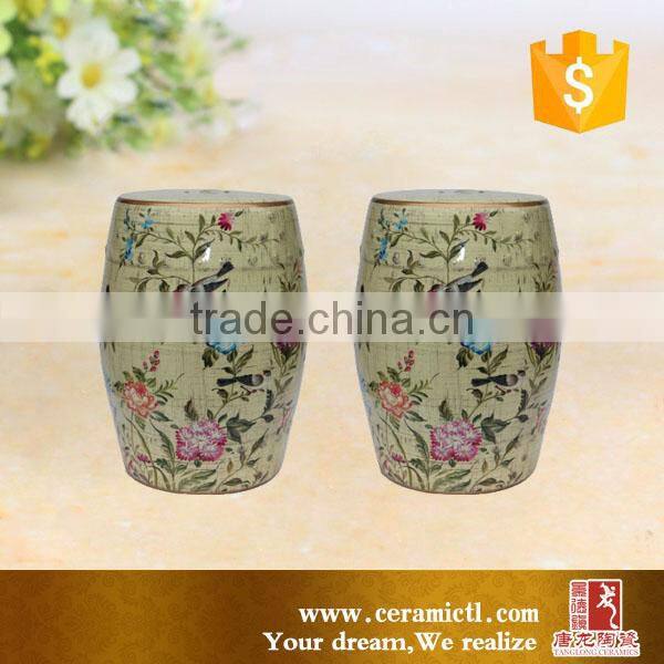 Wholesale China supplier beige color birds painted ceramic stools