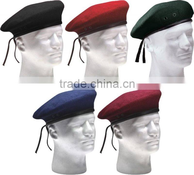 Different color 75-80 gram wool cheap military types of berets sale for army