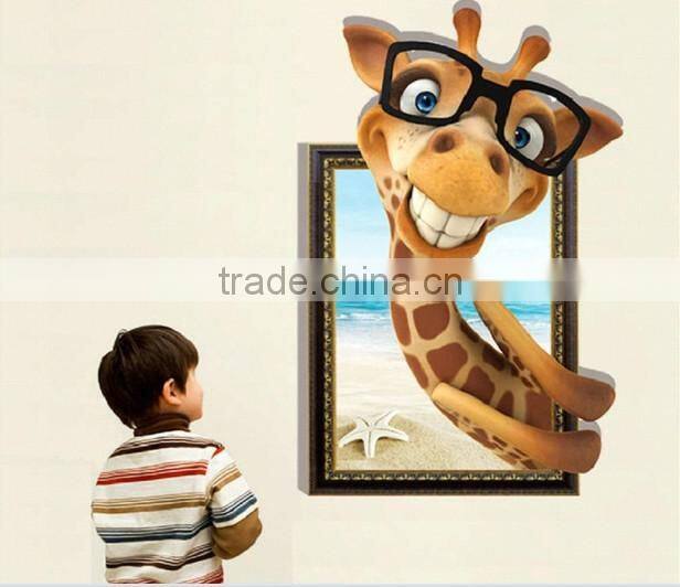 Funny Giraffe Animal Wall paper , Self Adhesive 3D Wall paper , Wall sticker