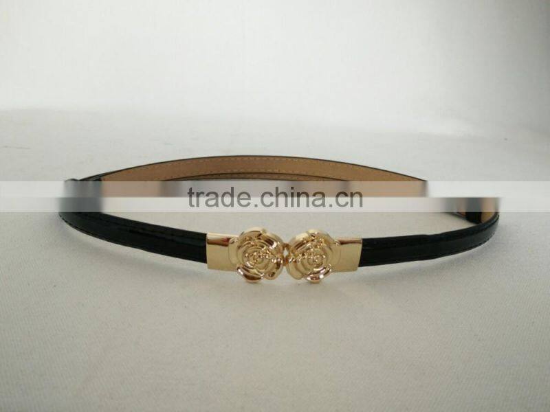 Wholesale colourful flower pattern buckle sex women lady thin PU waist belt