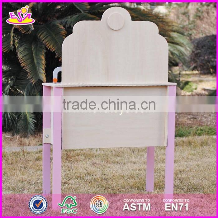 2017 New design pretend play pink wooden girls kitchen toys W10C150