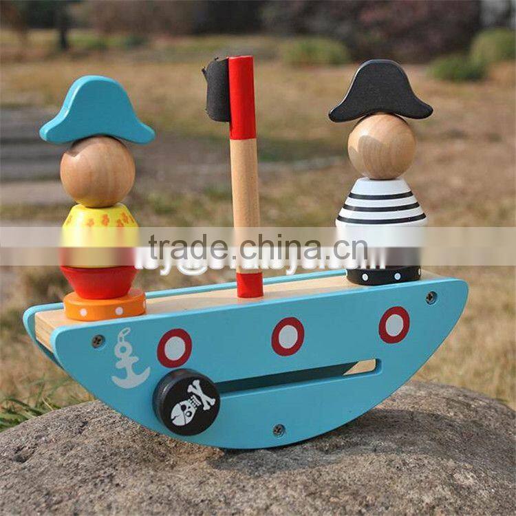 New design pirate toy wooden stacking balance blocks for kids W11F056