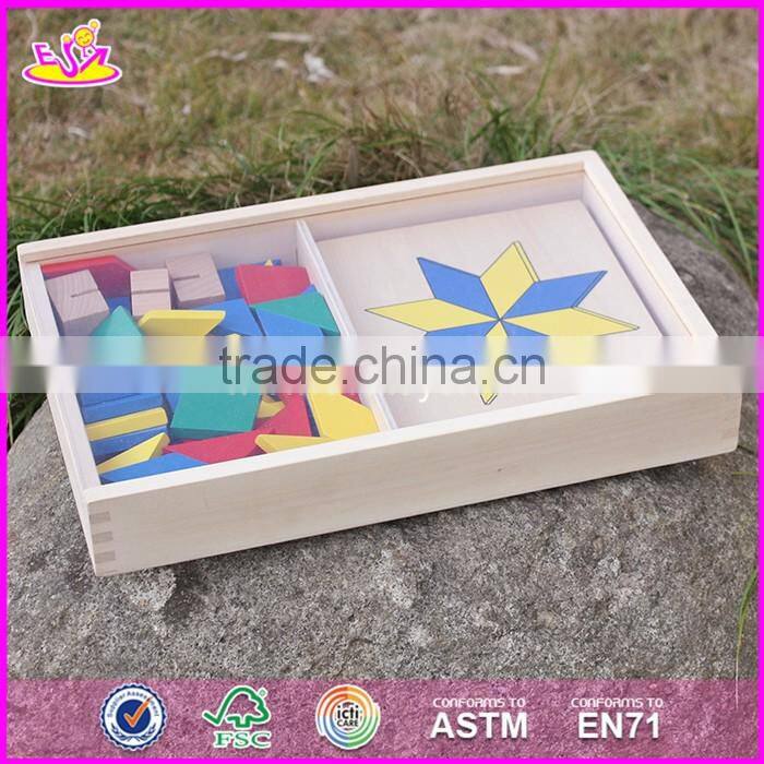2017 New design toddlers preschool wooden geometric block puzzle W14A161
