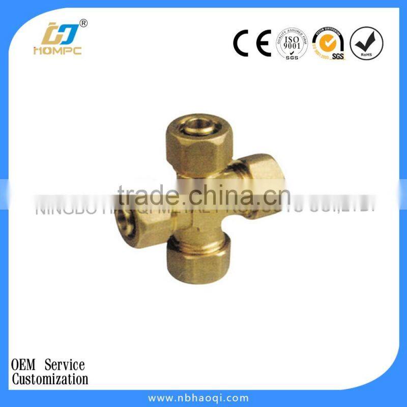 brass compression fitting , cross pipe fitting, pex-al-pex pipe