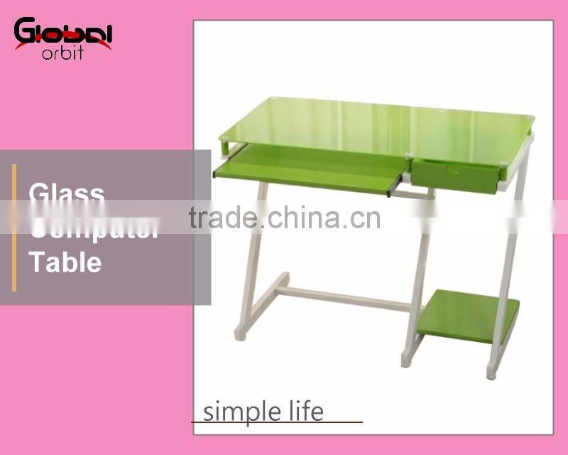 Black Glass Furniture Work Station With Sliding Keyboard Table Computer Desk