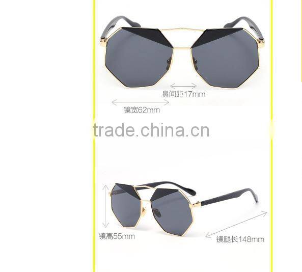 2016 New fashion dazzle colour hexagon sunglasses fine really membrane cycling beach sunglasses outdoor sports mirror