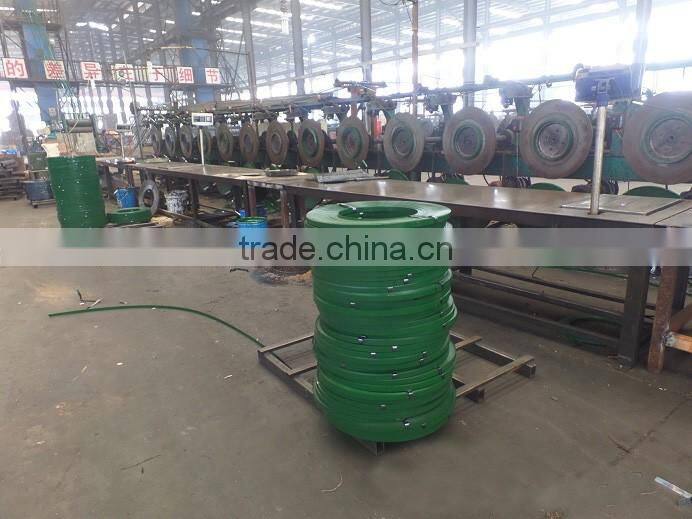 green painted steel strapping