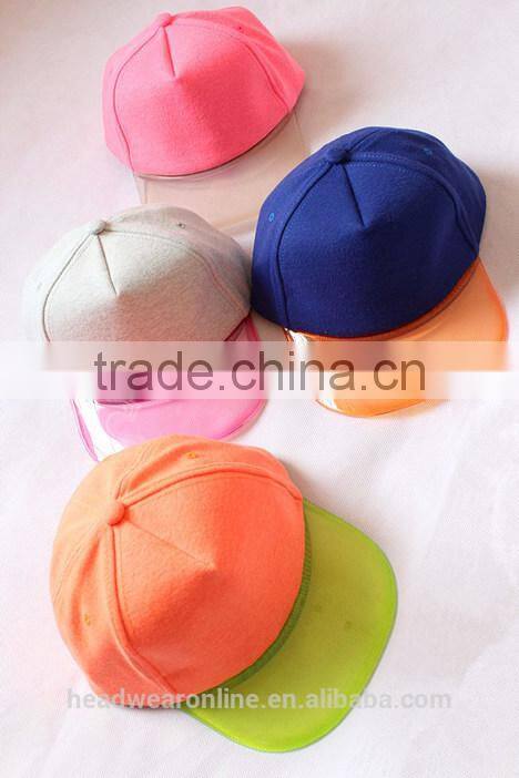New Style Custom PVC Fluorescence Kid's Baseball Caps China Factory