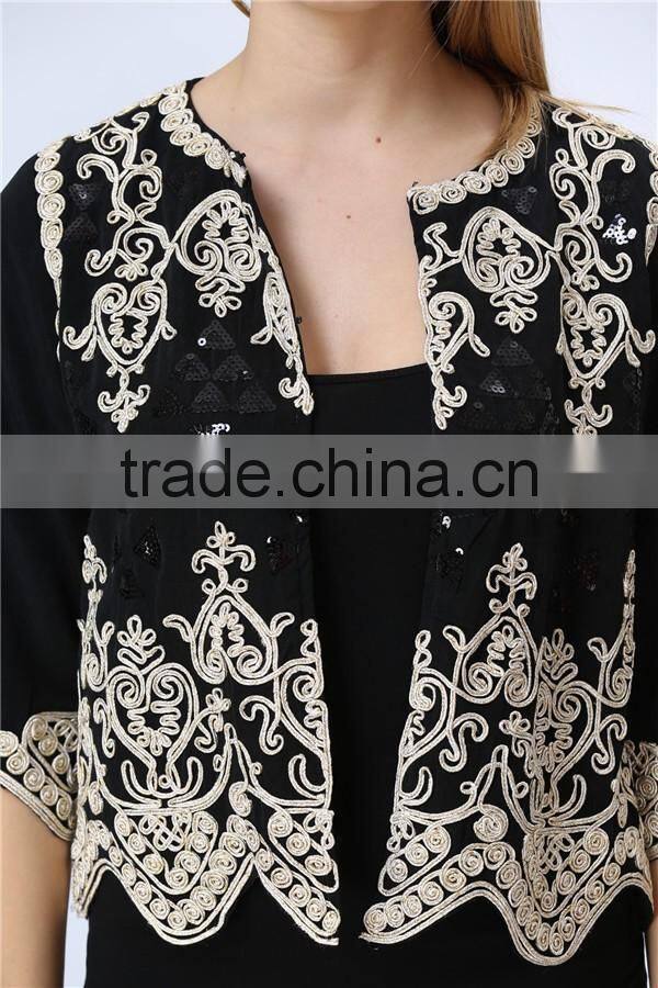 Guangzhou factory Casual Beautiful Lady Blazer /Jacket with embroideried detail for ladies