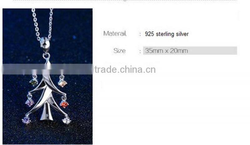 New Arrival Christmas jewelry 925 sterling silver Christmas tree shape pendant