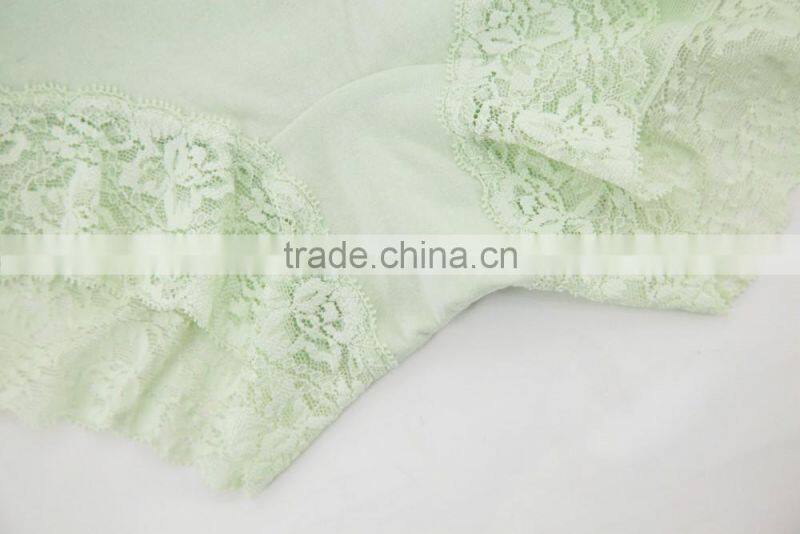 Custom Light Green 95% Cotton 5% Spandex with Lace Sexy Fancy Woman Underwear