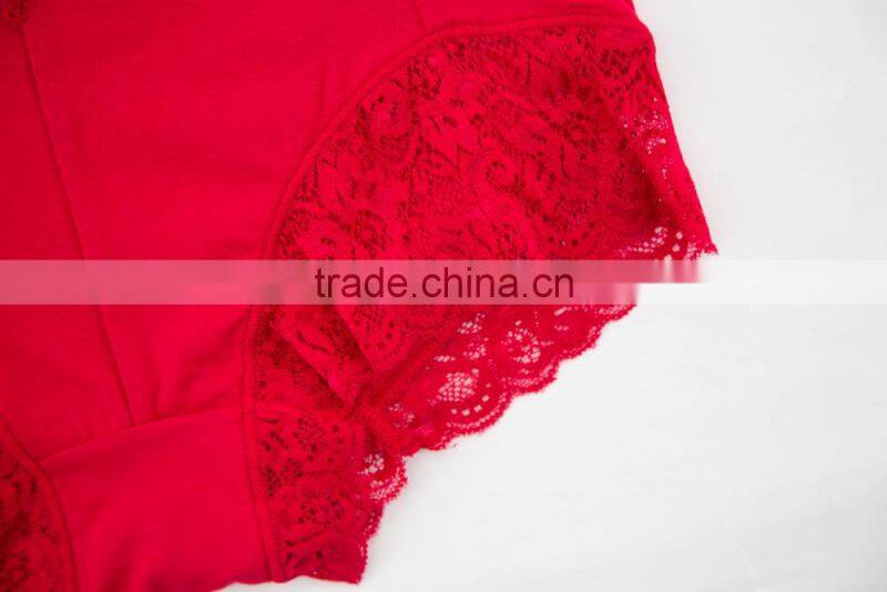 Best Quality Red 95% Cotton 5% Spandex with Lace Custom Sexy Fancy Woman Underwear