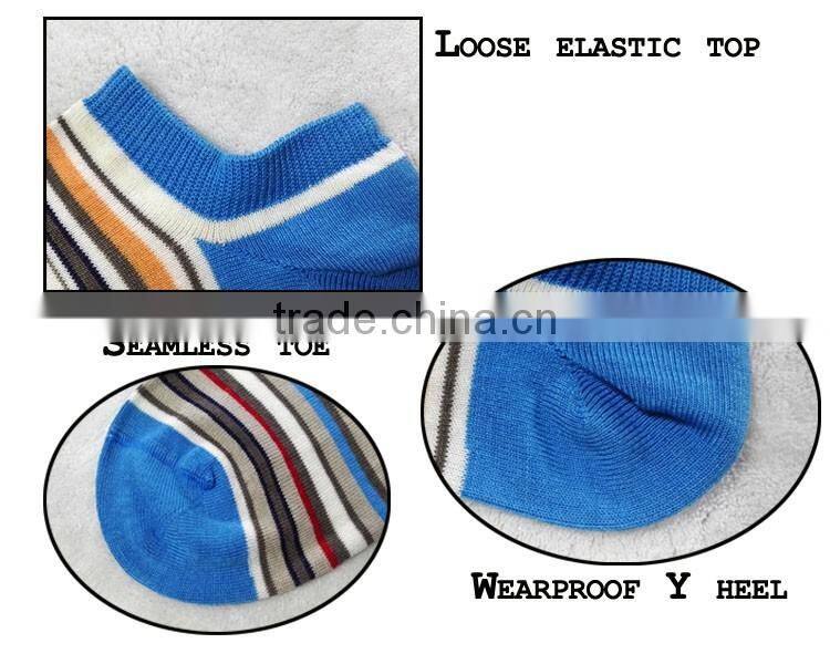 Customized 100% mercerized cotton silk like colorful striped ankle socks