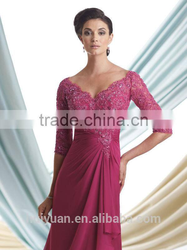 lace chiffon long sleeve latest dress designs for bridesmaid
