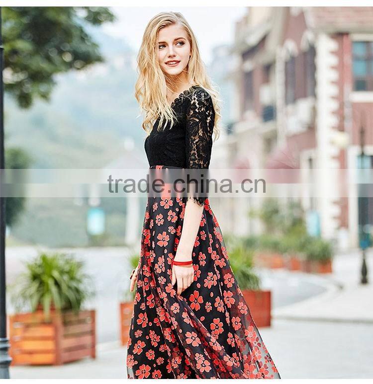 2017 Lace Best Selling Dress Women Sleeve Casual Office Lady Working Outdoor Fashion Autumn Dress