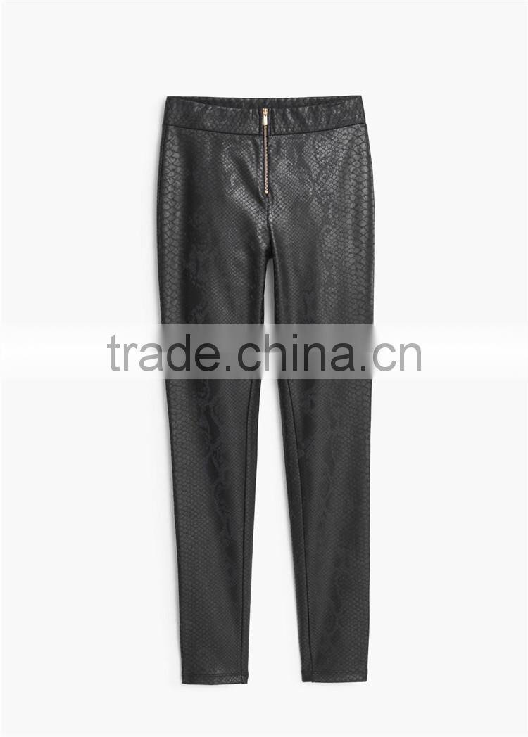 Ladies black faux leather leggings casual trousers