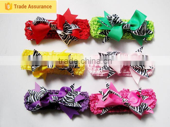 Lovely Baby Girls Knit Headband With Bowknot Hairband Attached Hair