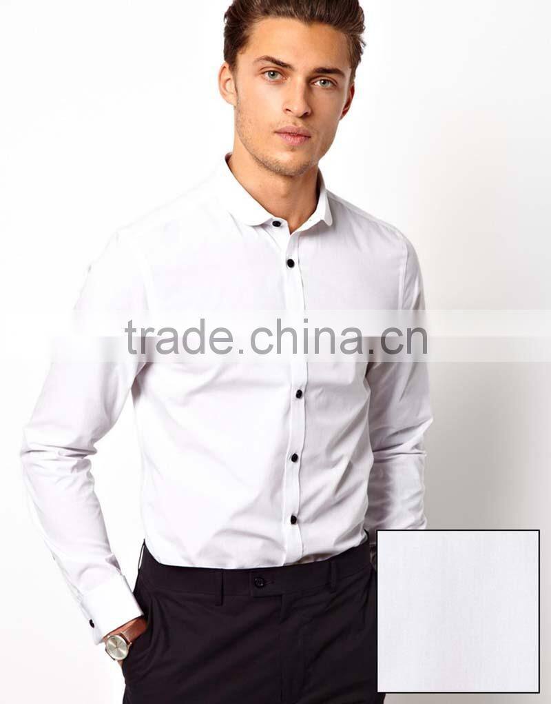 latest mens double cuff white dress shirt
