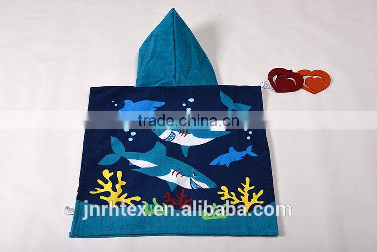 Alibaba Trade Assurance ring spun cotton screen printing terry cloth poncho hooded beach towel