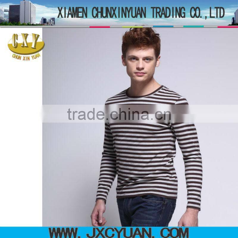 fashion men slim fit long sleeve stripes t shirt
