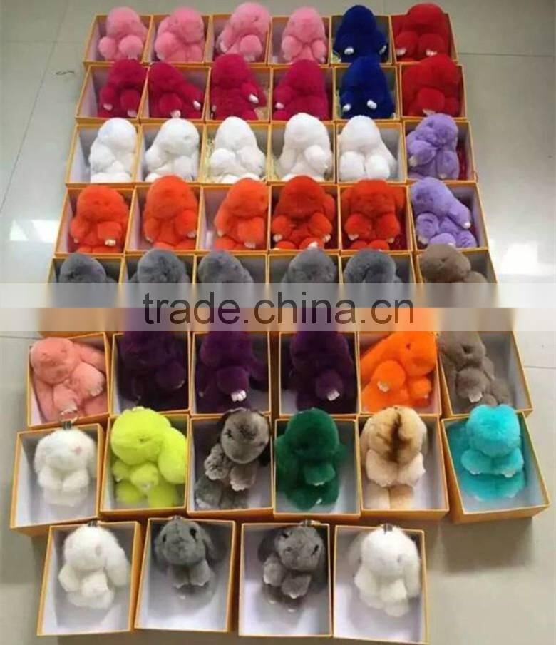 Rex rabbit shape dolls bag charms Fashion girls rabbit fur balls /rex rabbit fur keychain
