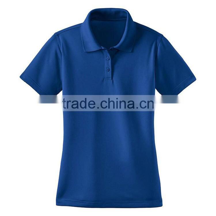 Wholesale Blue Color Women New Design 100% Polyester Plain Dry Fit Polo Shirt