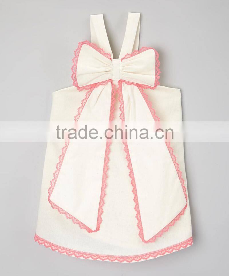 Best Selling Ivory And Fuchsia Girl Top With Bow Cotton Kids Wear Children Clothes GD90428-8