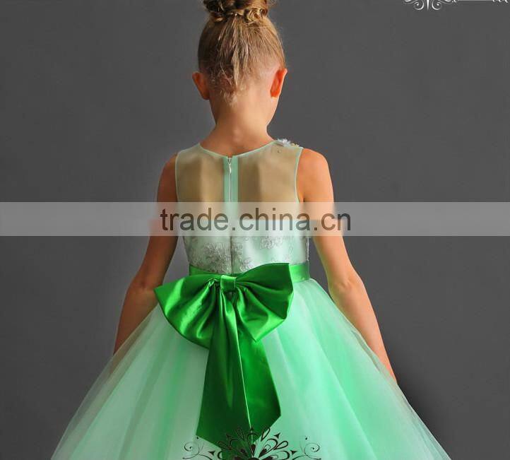 New Arrivals Little Girl Wedding Dress Green Summer Dress For Girl Fancy Kids Wear GD90427-1