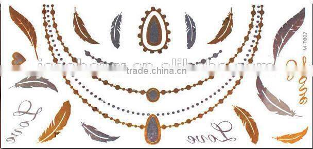 2015 hot sale gold and silver flash tattoo sticker