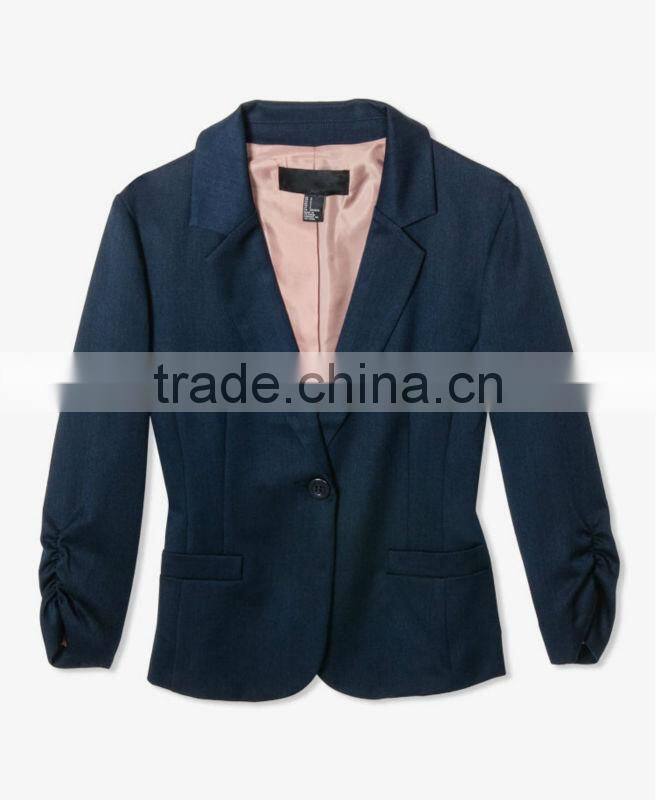 Ruched 3/4 Sleeve Blazer