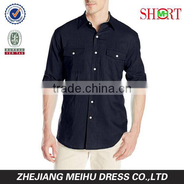 Men's Cane Bay Roll Up Sleeve Linen Cotton Button Down casual Shirt