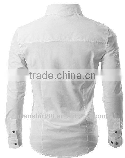 2017 Custom Double Buttons Slim Fit Dress Shirt for men