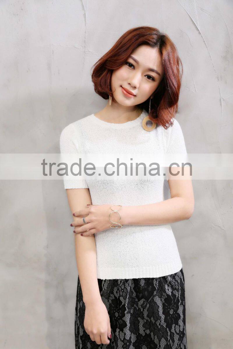 2017 New Arrivals Round neck plain white t shirts for women