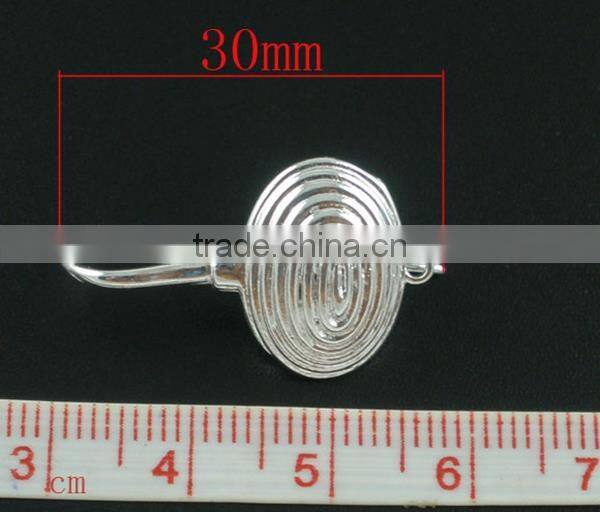 5 Pairs Silver Plated Shell Charm Ear Hooks 30x16mm Nickel FREE