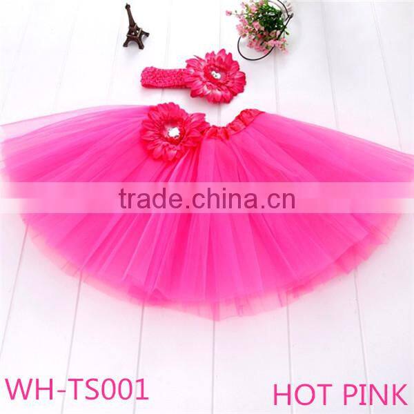 neon pink corset tutu dress with headband flower set 40colours in stock