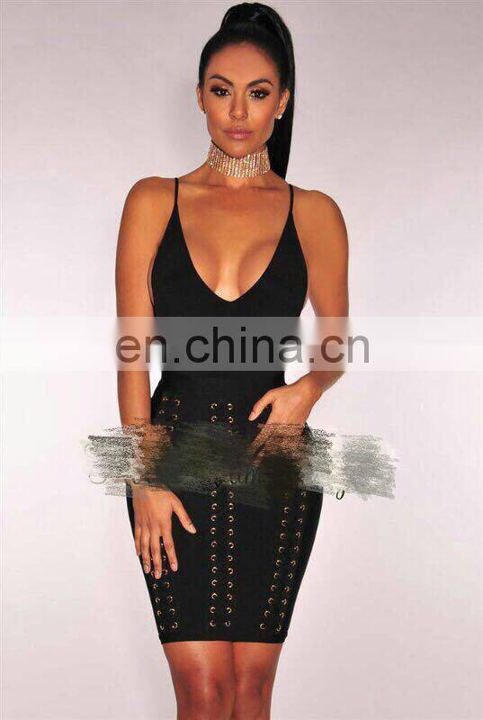 Amigo 2017 new style mini strap backless XXX bandage dress sexy low cut evening dresses for women party wear