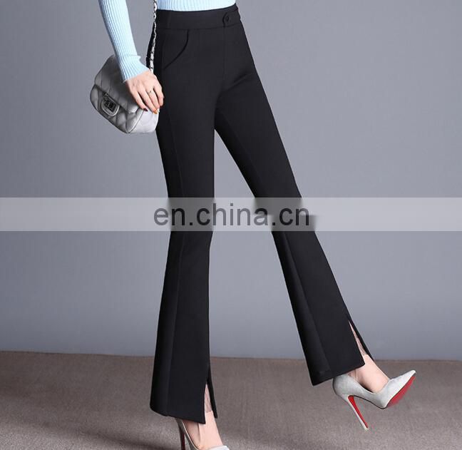 OEM service trousers Stretch leggings pants bell-bottoms lace hem formal pants for younger girl
