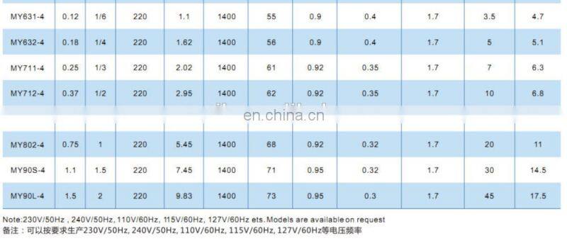 MY series high torque low rpm electric motors