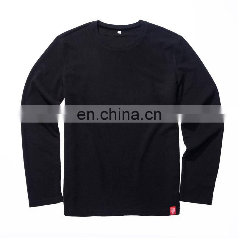 Custom blank 100 soft cotton long sleeve Casual Blank Mens crew neck t-shirt