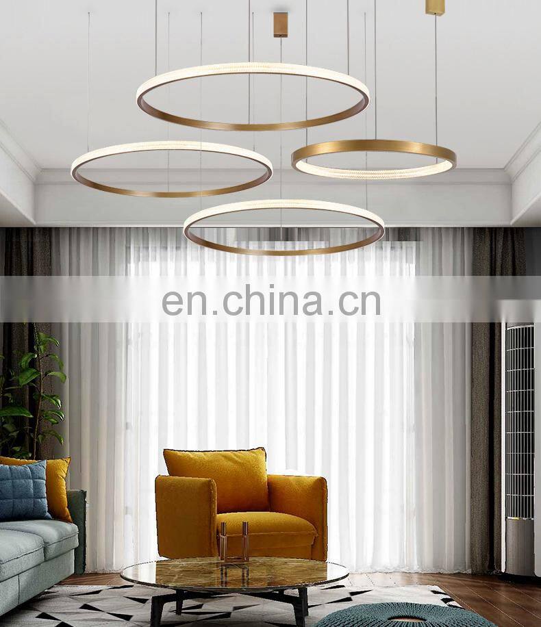 Modern Pendant Lamp Ring Shaped Droplight Black / White Hanging Wire Chandelier Lighting