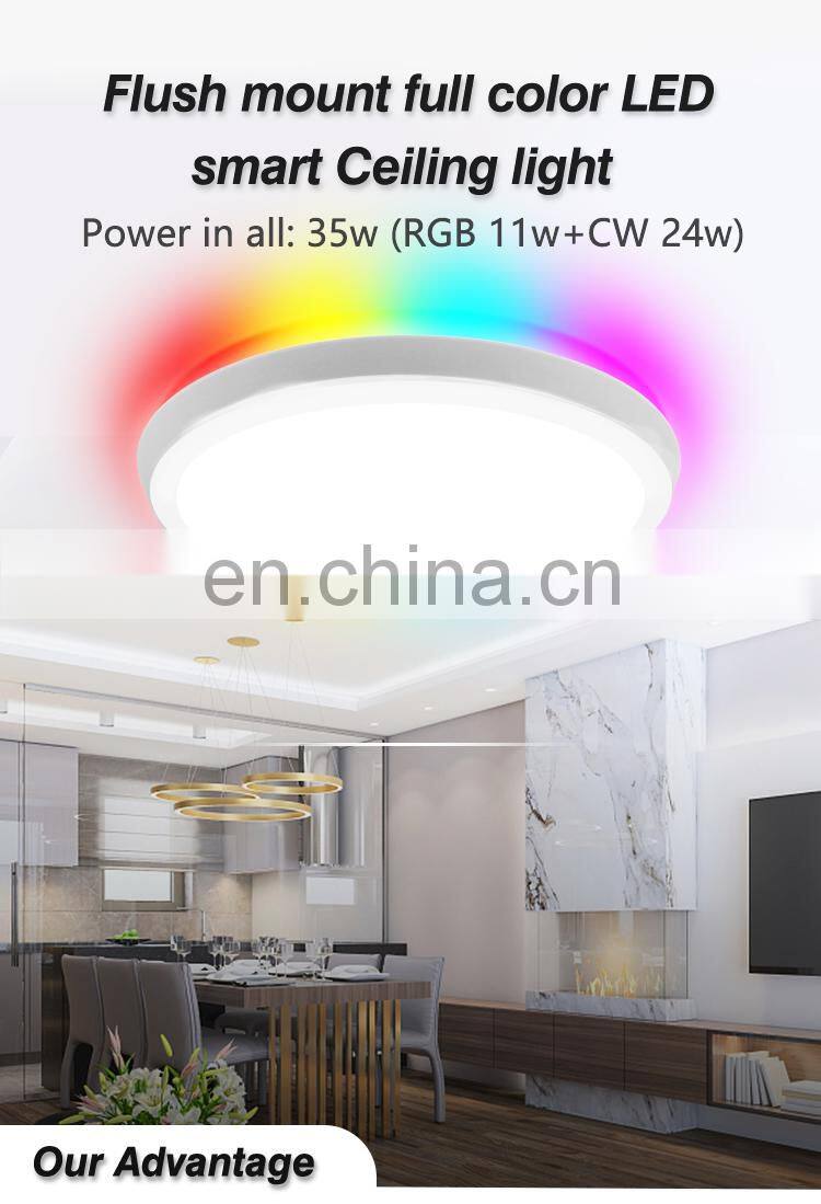 Support Amazon Alexa Google Home Ceiling Lamp Modern Smart WiFi RGBW LED Ceiling Lamp Office Home Residential Surface Mounting