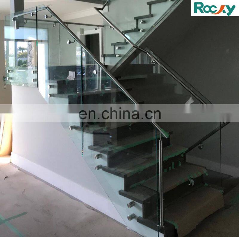 side mounted stair tempered glass railing balustrade frameless glass balustrade